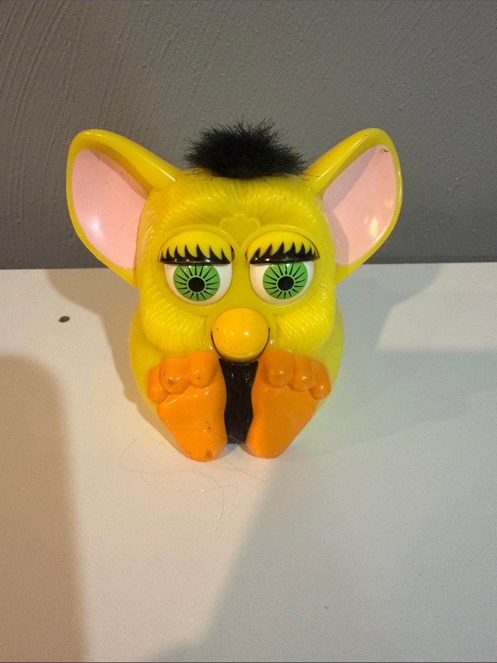 McDonald's Yellow and Orange plastic Furby Toy with Green Eyes🍁
